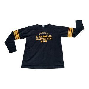 Iowa Hawkeyes Black Graphic Tee Shirt XXL Yellow Stripes Vintage Sport